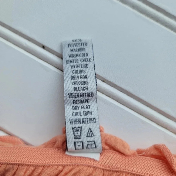 American Rag Cie Women Tank Top Blouse Off The Shoulder Lace Ruffle Orange Sz M - Picture 8 of 10